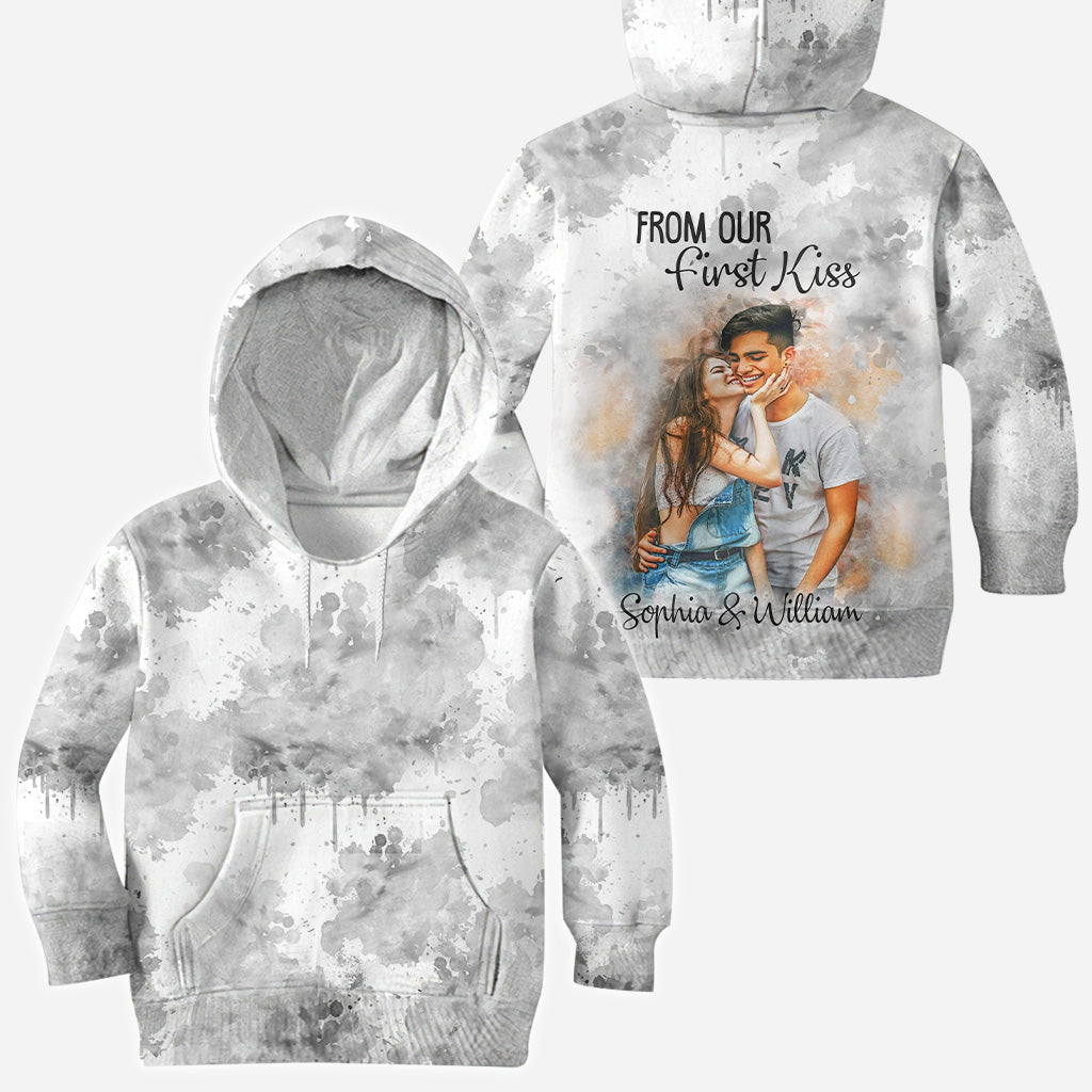 Couple aquarelle - T-shirt personnalisé pour couple