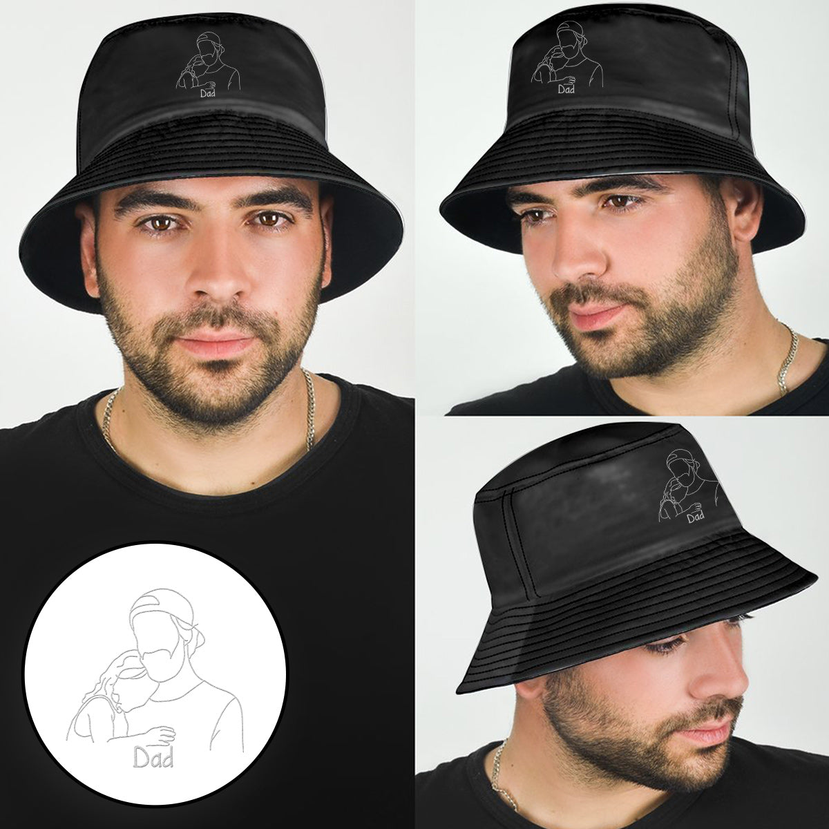 Custom Photo - Personalized Step Dad Embroidered Bucket Hat
