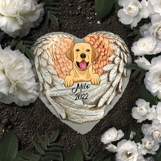 Empreintes de pattes sur mon cœur - Pierre en forme de cœur personnalisée pour chien