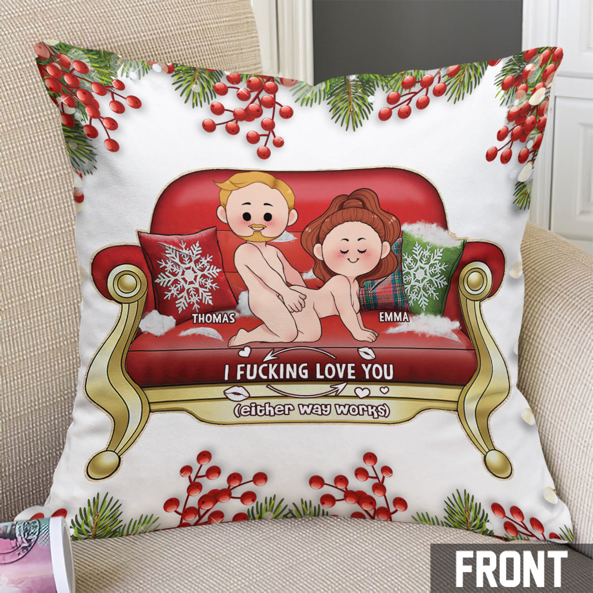 Je t'aime - Coussin décoratif personnalisé pour couple