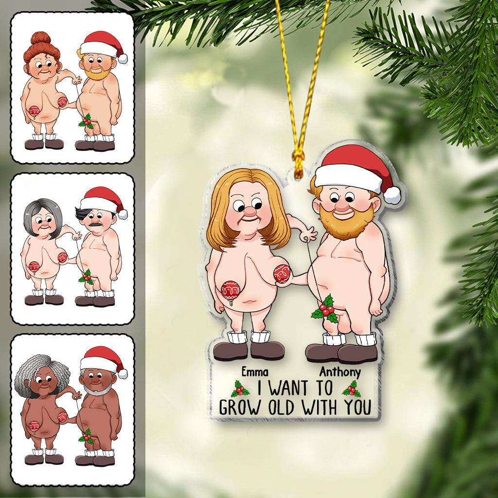 Je veux vieillir avec toi - cadeau pour mari, femme - Ornement transparent personnalisé