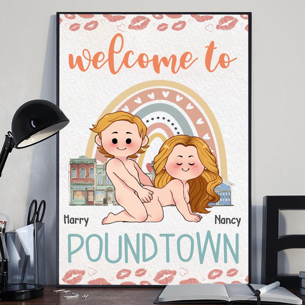 Bienvenue à Pound Town - Toile et affiche personnalisées pour couples (contenu inapproprié pour adultes)