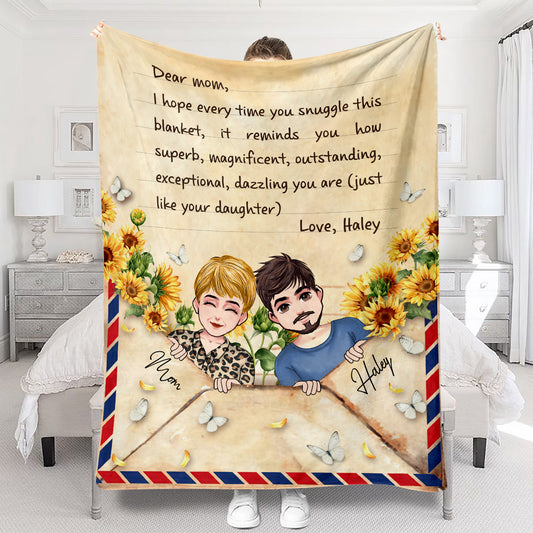 Dear Mom Letter Blanket - Personalized Mother Blanket