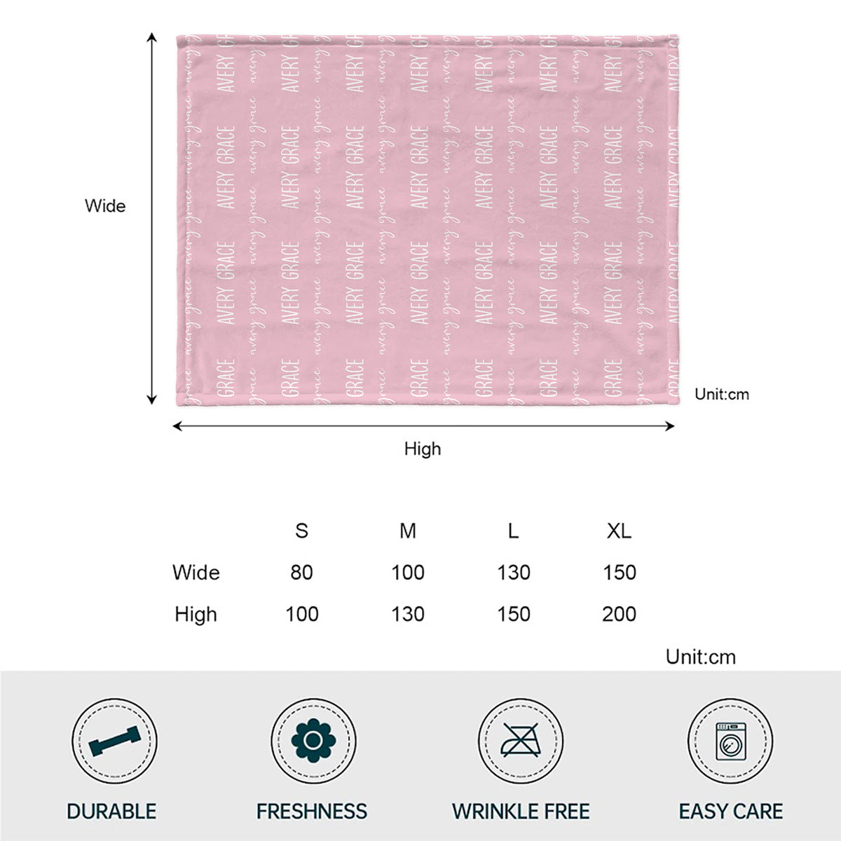 Couverture personnalisée pour nouveau-né avec motif de prénom