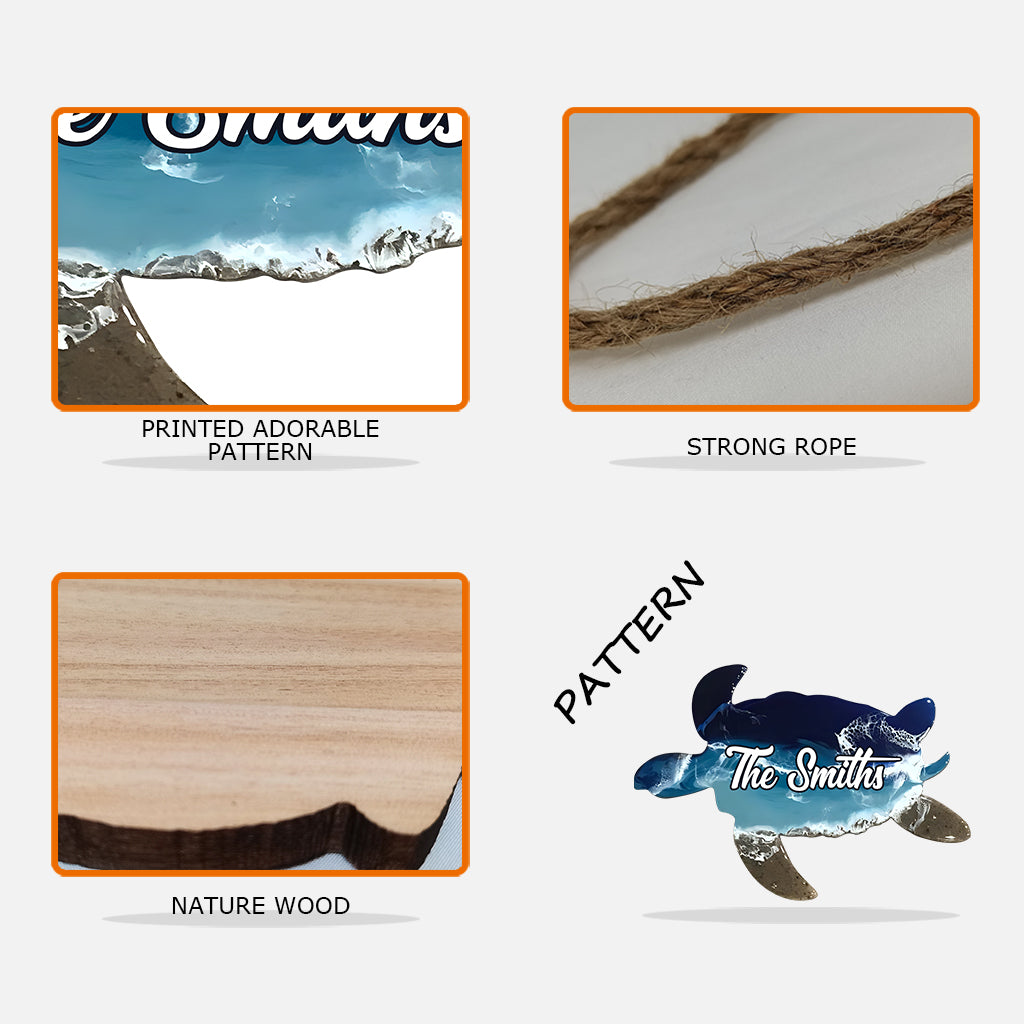 J'adore les tortues - Panneau en bois personnalisé en forme de tortue