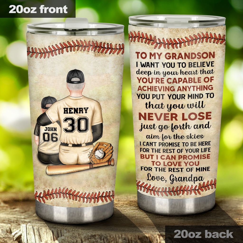 Je veux que tu y croies profondément - Cadeau de baseball pour fils, fille, petite-fille, petit-fils - Gobelet personnalisé