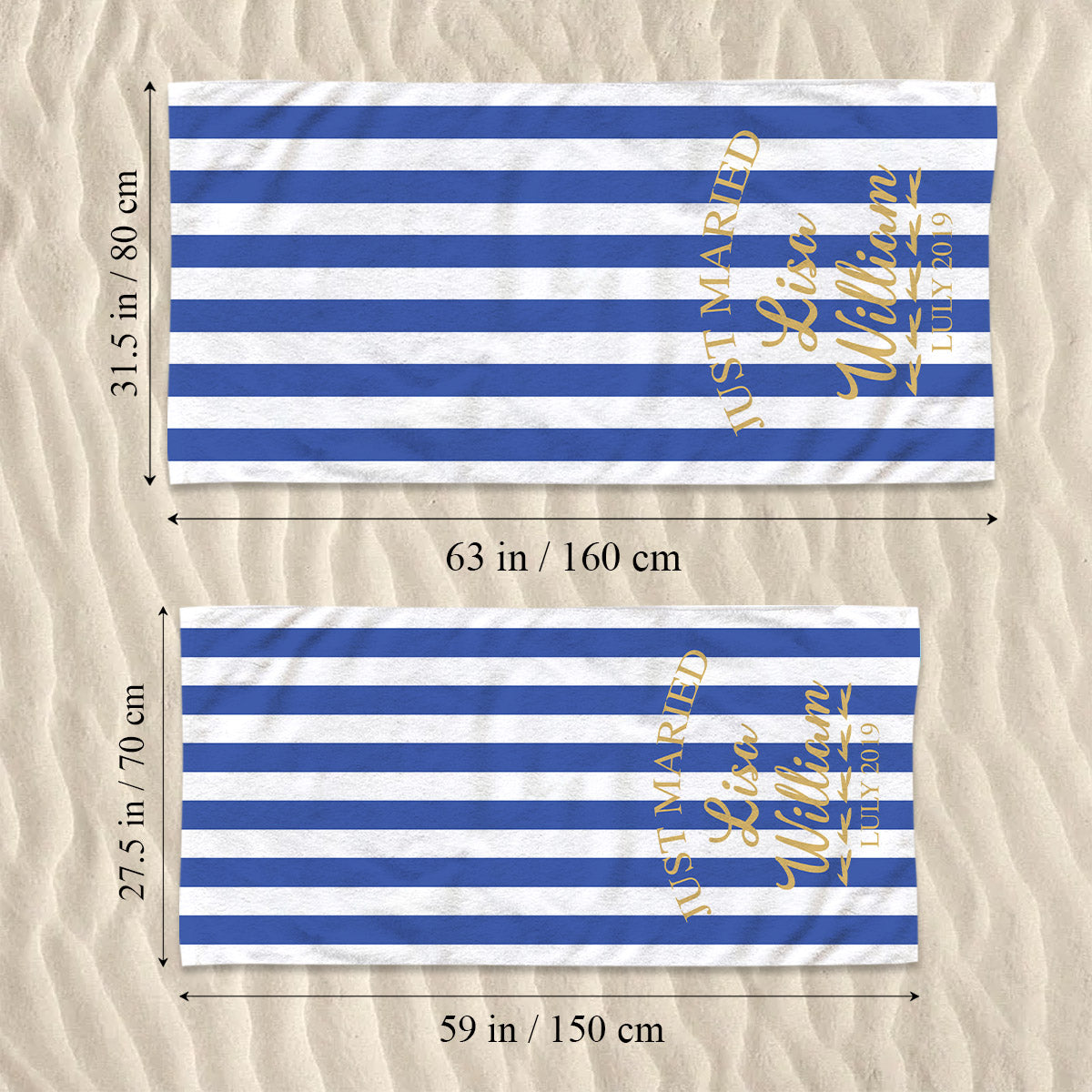 Serviette de mariage - Serviette de plage personnalisée pour couple