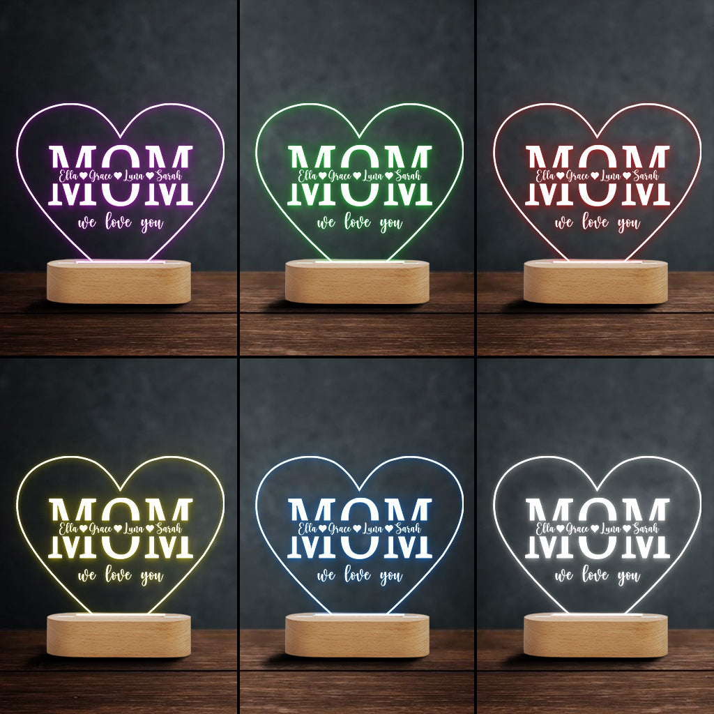 Plaque lumineuse personnalisée en forme de maman - « Je t’aime maman »