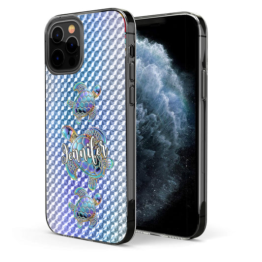 Salty Lil Beach - Coque de téléphone transparente personnalisée en forme de tortue