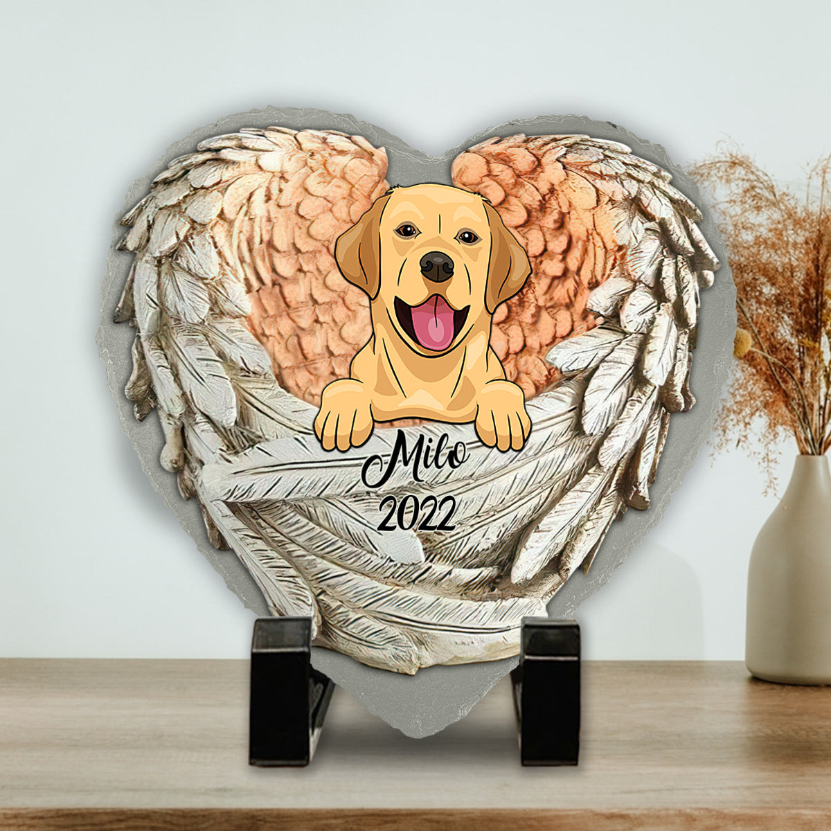 Empreintes de pattes sur mon cœur - Pierre en forme de cœur personnalisée pour chien