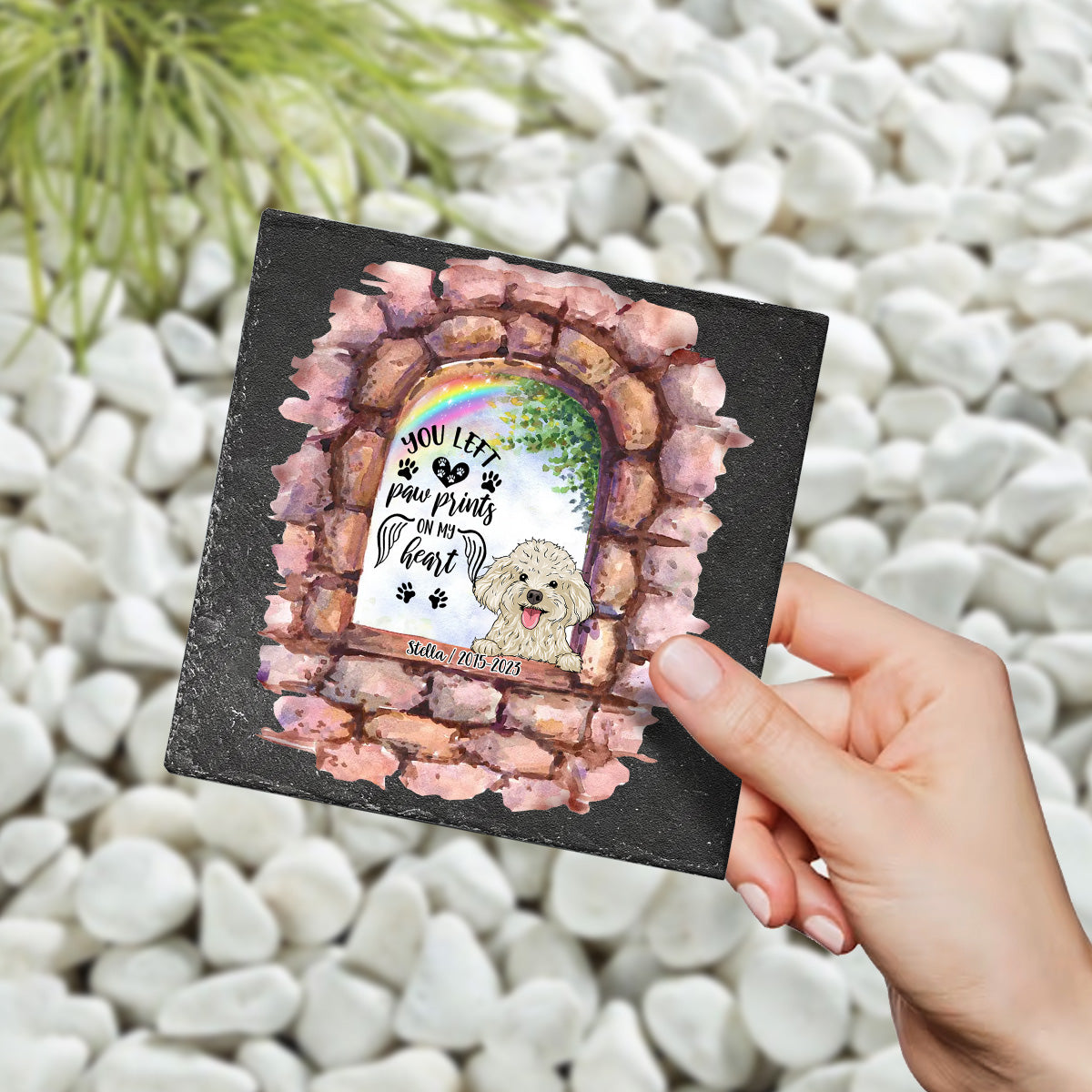 Plus à mes côtés - Pierre carrée personnalisée pour chien