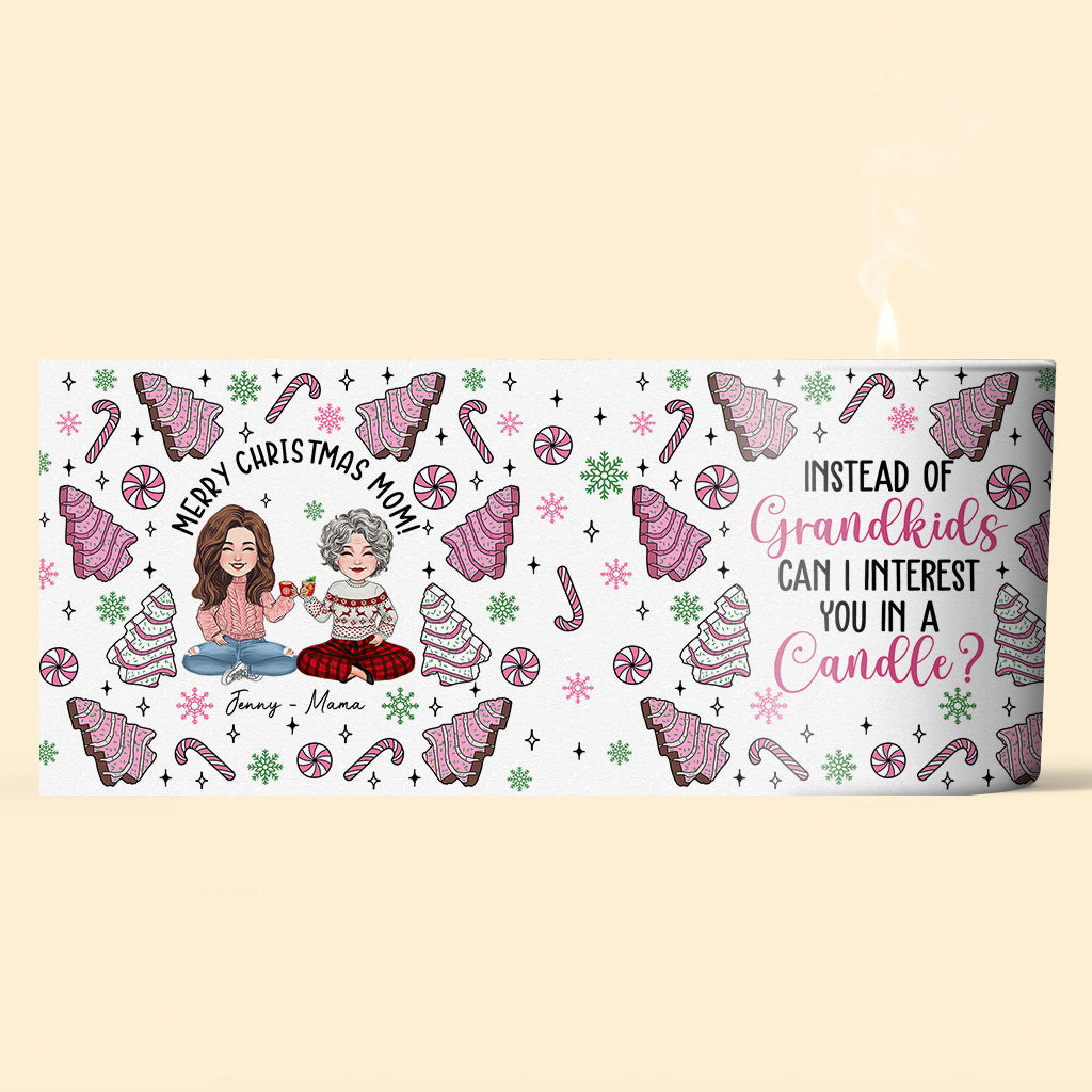 Au lieu de petits-enfants - Cadeau pour maman - Bougie personnalisée avec couvercle en bois