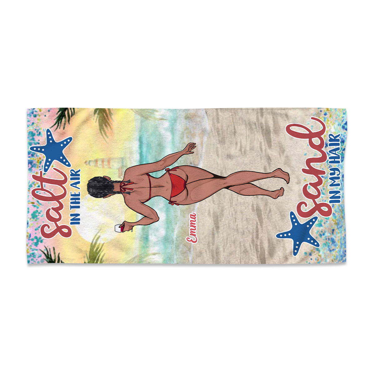 Serviette de plage personnalisée « Sandy Toes Sun Kissed Nose » - Cadeau idéal pour les amoureux de la mer : amie, sœur, petite amie, épouse, maman