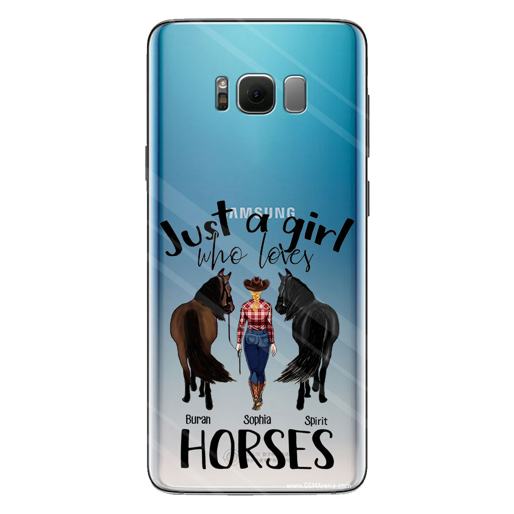 Juste une fille qui aime les chevaux - Coque de téléphone transparente personnalisée avec motif cheval