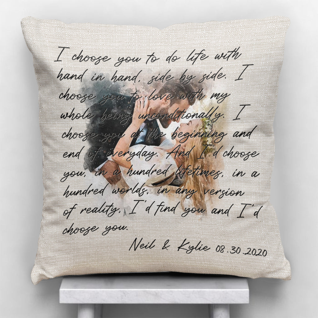 Je te choisis - Coussin décoratif personnalisé pour couple