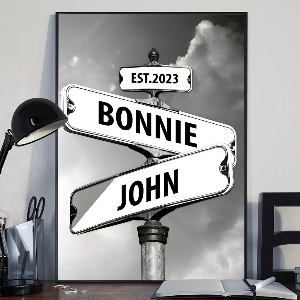 Panneau de rue vintage - Toile et affiche personnalisées pour couples