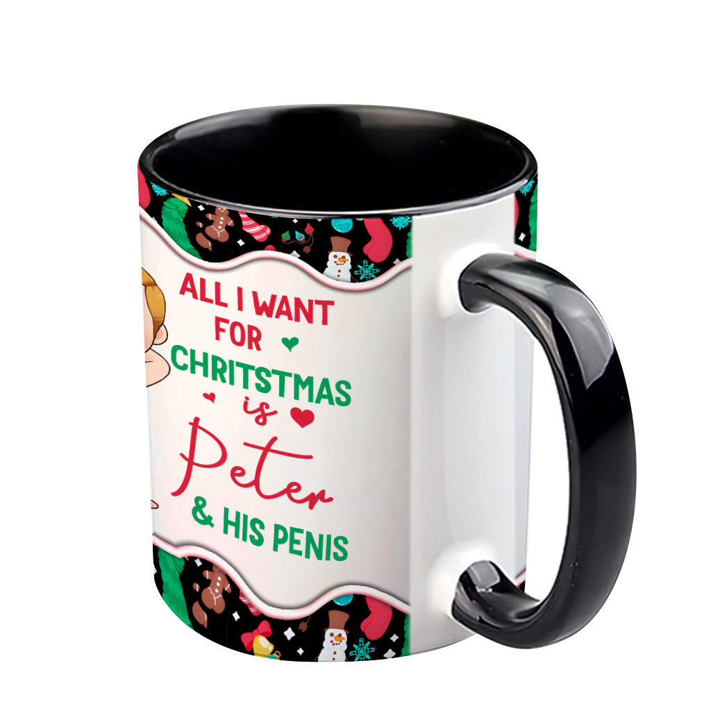 All I Want For Christmas - Personalized Couple Accent Mug