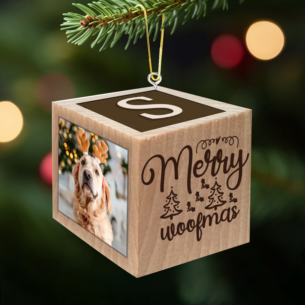 Joyeux Noël Miaou ! Ornement de Noël en forme de bloc - Cadeau pour les amoureux des chiens et des chats - Ornement en forme de bloc personnalisé