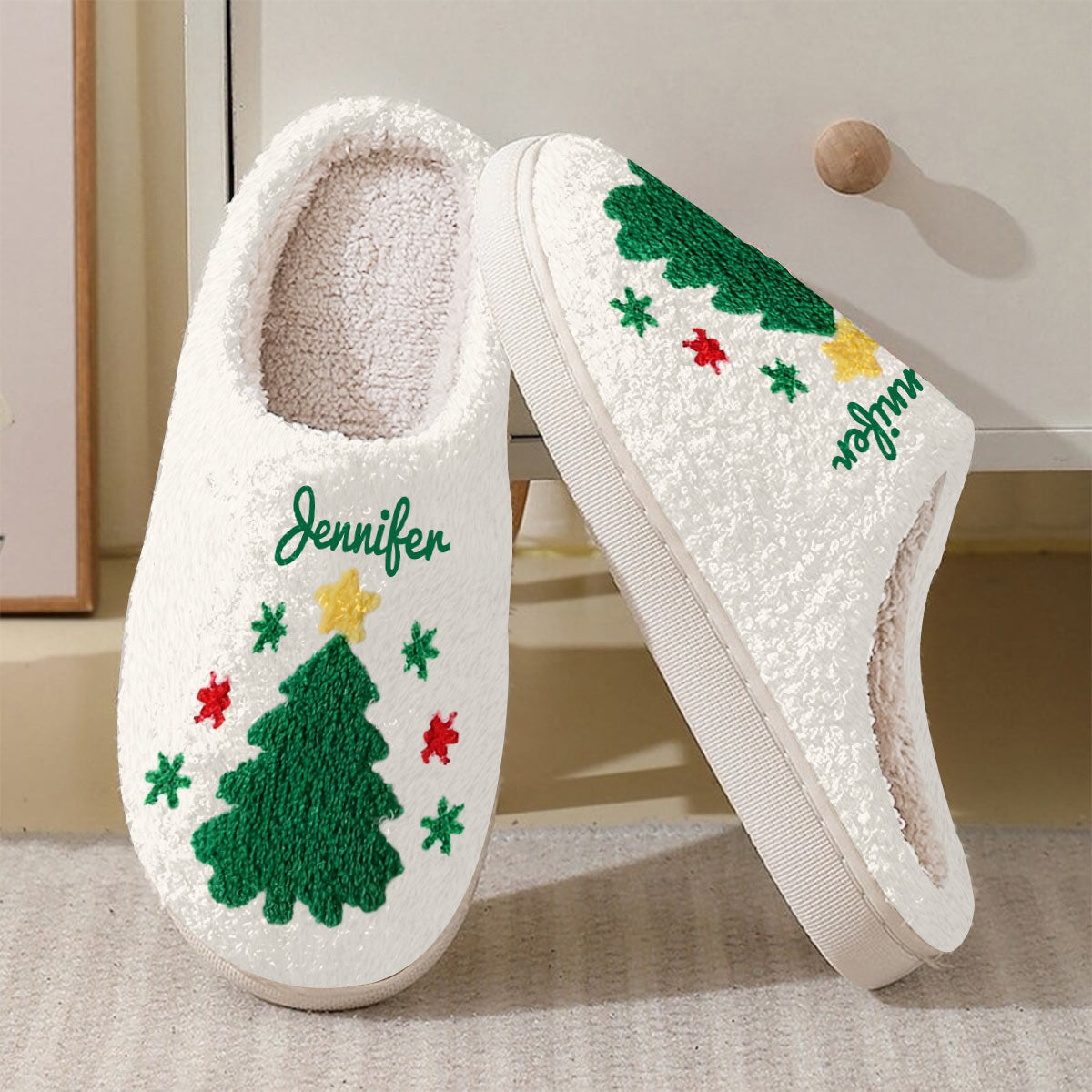 Sapin de Noël - Pantoufles de Noël personnalisées