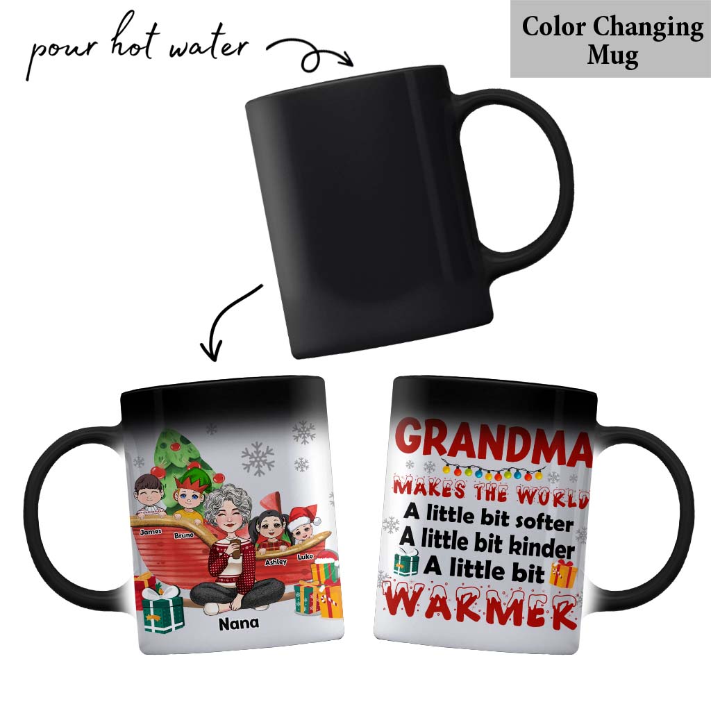 Mamie rend le monde plus chaleureux - Mug personnalisé pour mamie