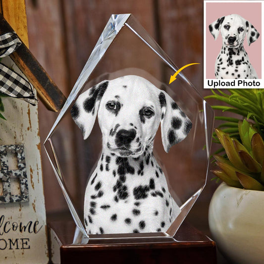Custom Photo - Personalized Dog Laser Engraving 3D Iceberg Shaped Crystal Lamp