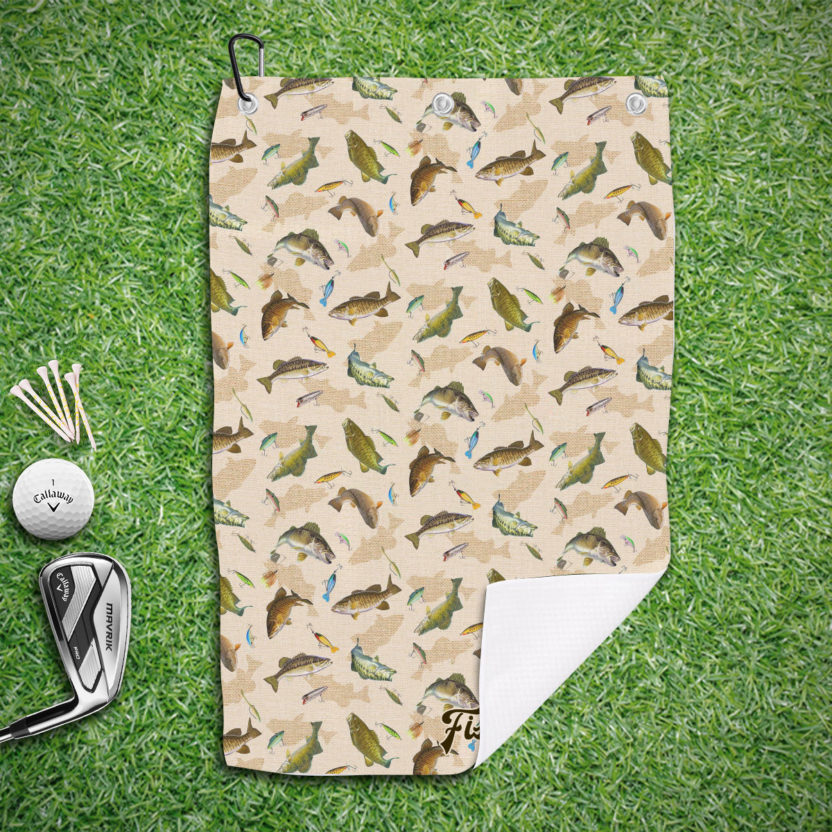 Serviette de pêche personnalisée avec photo humoristique - Serviette de pêche humoristique