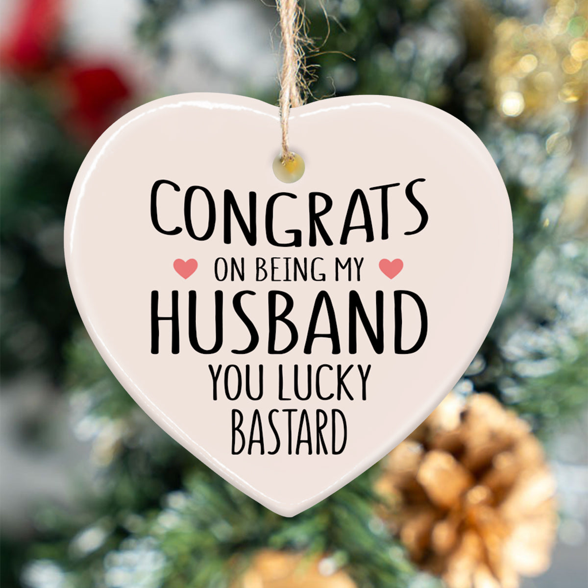 Félicitations pour être mon/ma préféré(e) - cadeau pour petit(e) ami(e), femme, mari - Ornement en forme de cœur en céramique personnalisé