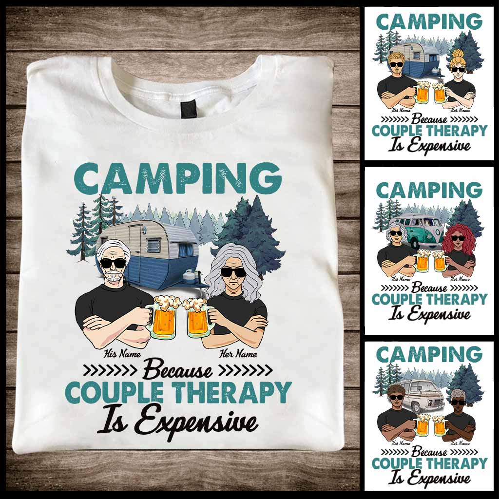 Camping Because Couple Therapy Is Expensive - Personalized T-shirt and Hoodie