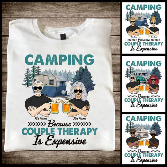 Camping parce que la thérapie de couple coûte cher - T-shirt et sweat à capuche personnalisés