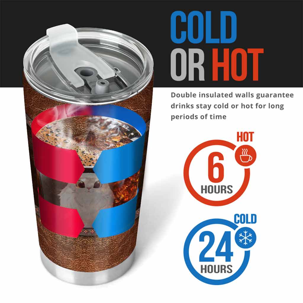 Gobelet isotherme personnalisé « J’adore les chats » avec motif cuir imprimé