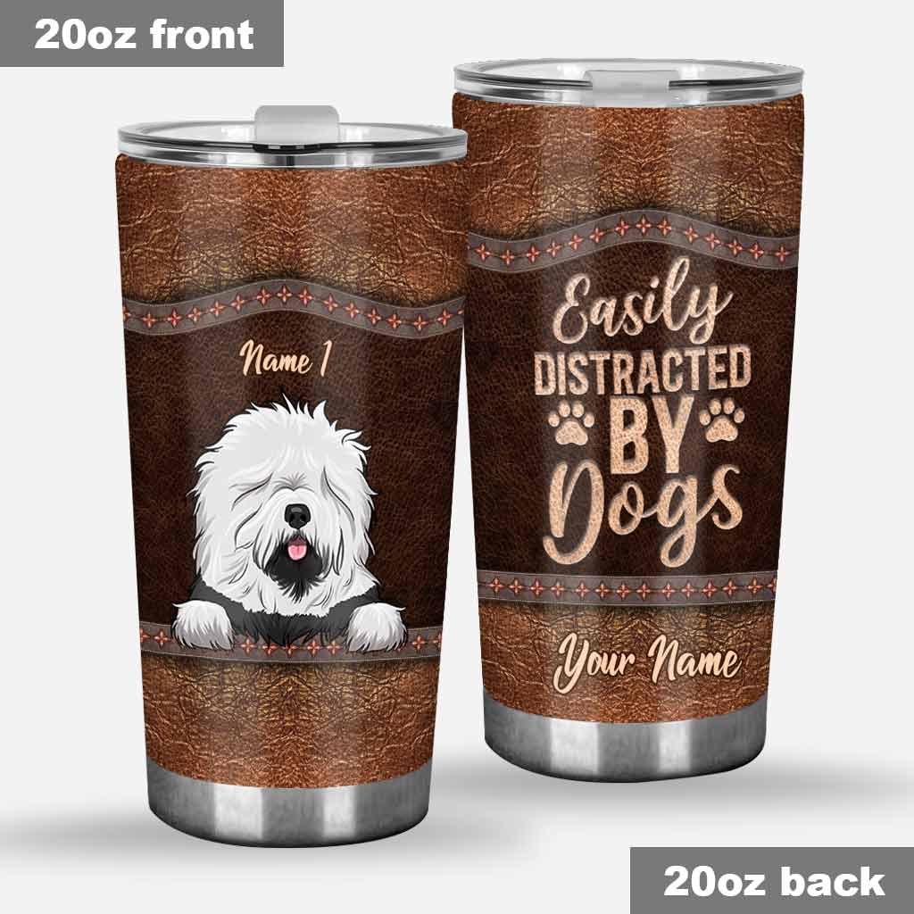 Gobelet isotherme personnalisé « J’adore les chiens » avec motif cuir imprimé