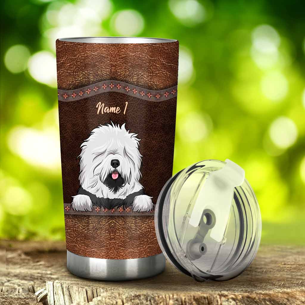Gobelet isotherme personnalisé « J’adore les chiens » avec motif cuir imprimé
