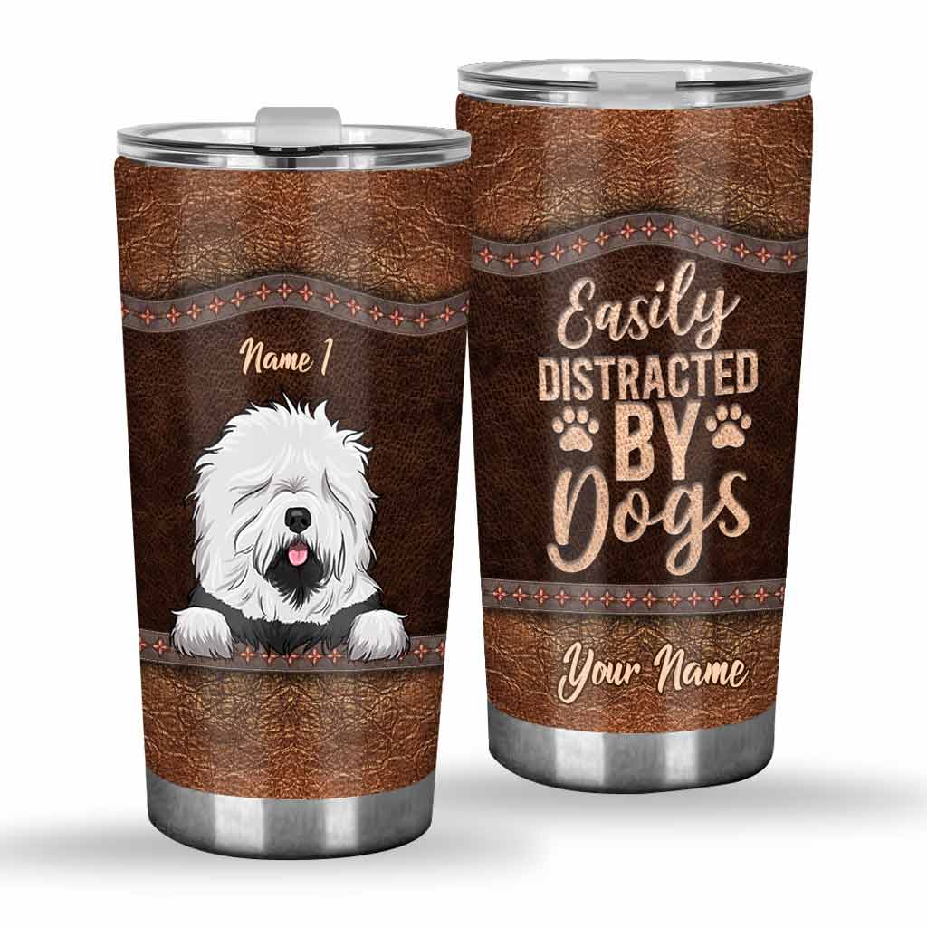 Gobelet isotherme personnalisé « J’adore les chiens » avec motif cuir imprimé