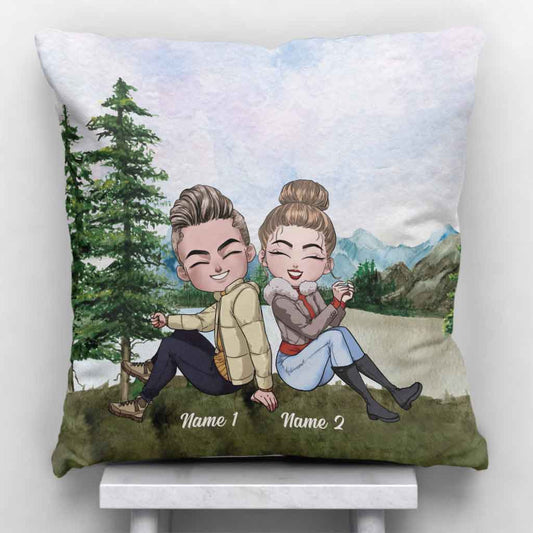I Asked God For A Camping Partner - Personalized Couple Camping Throw Pillow