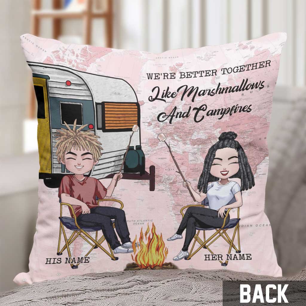 We're Better Together - Personalized Couple Camping Throw Pillow