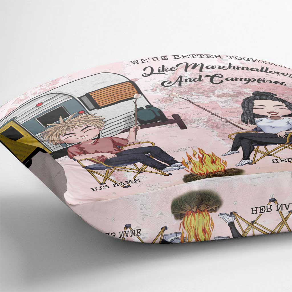 We're Better Together - Personalized Couple Camping Throw Pillow