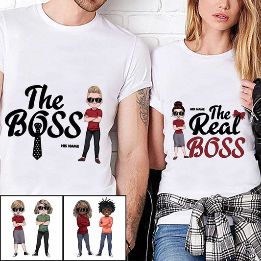 The Boss The Real Boss - Personalized Couple T-shirt and Hoodie