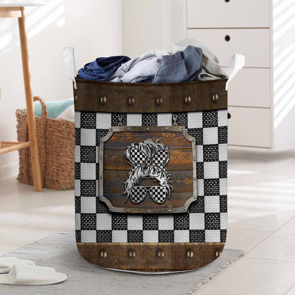 Racing Metal Pattern Print Storage Basket