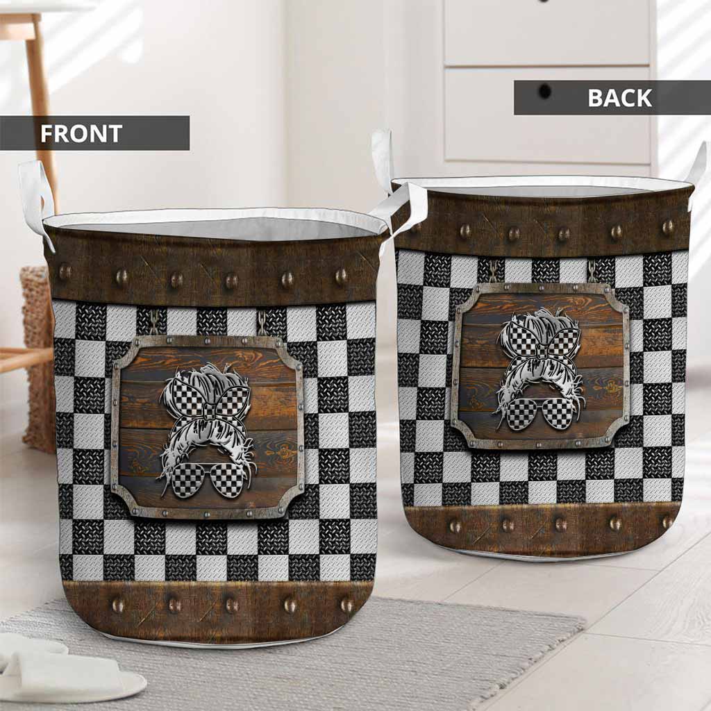Racing Metal Pattern Print Storage Basket