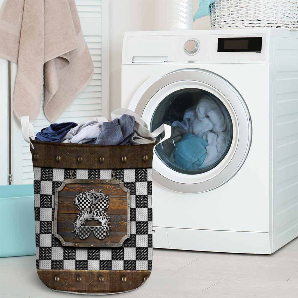 Racing Metal Pattern Print Storage Basket
