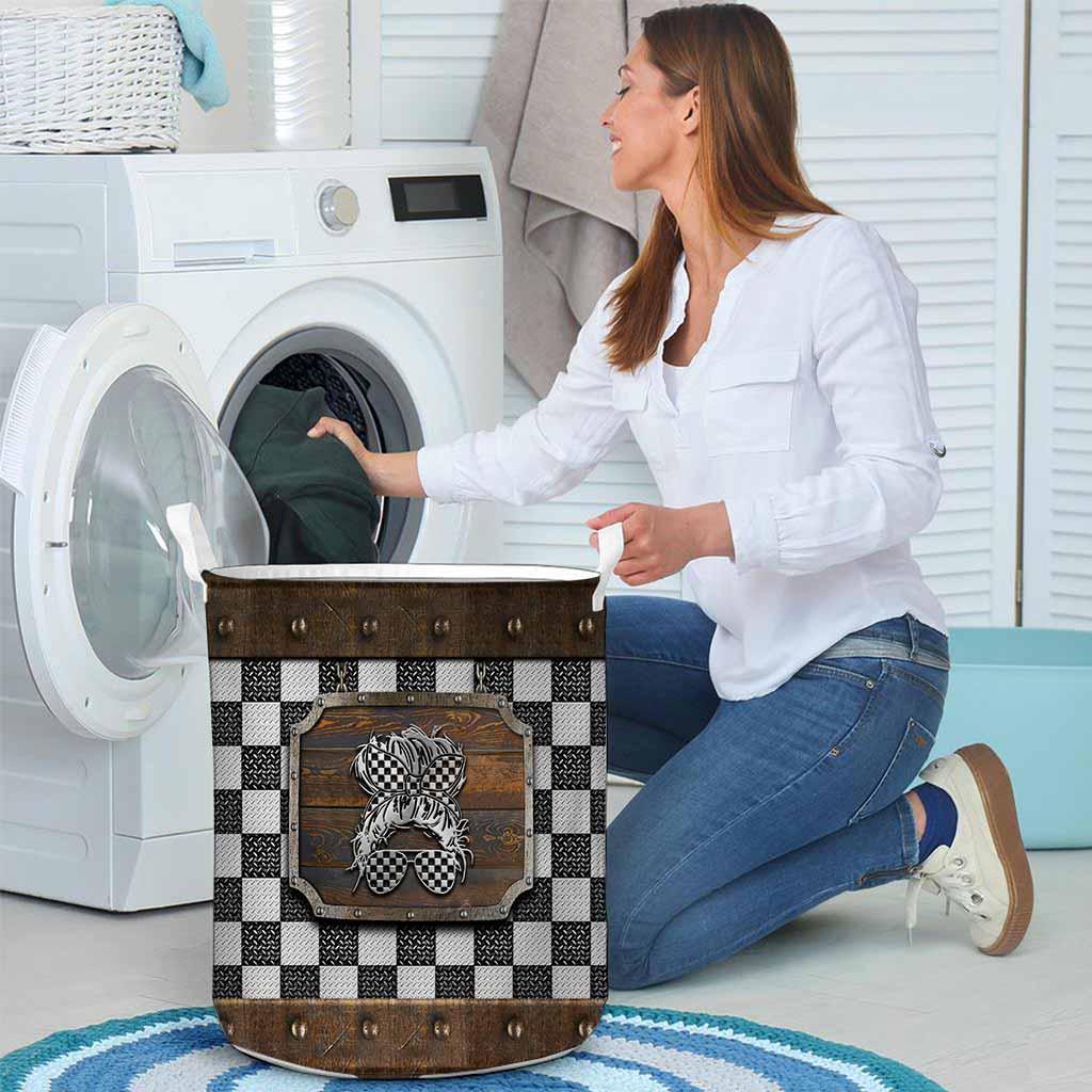 Racing Metal Pattern Print Storage Basket