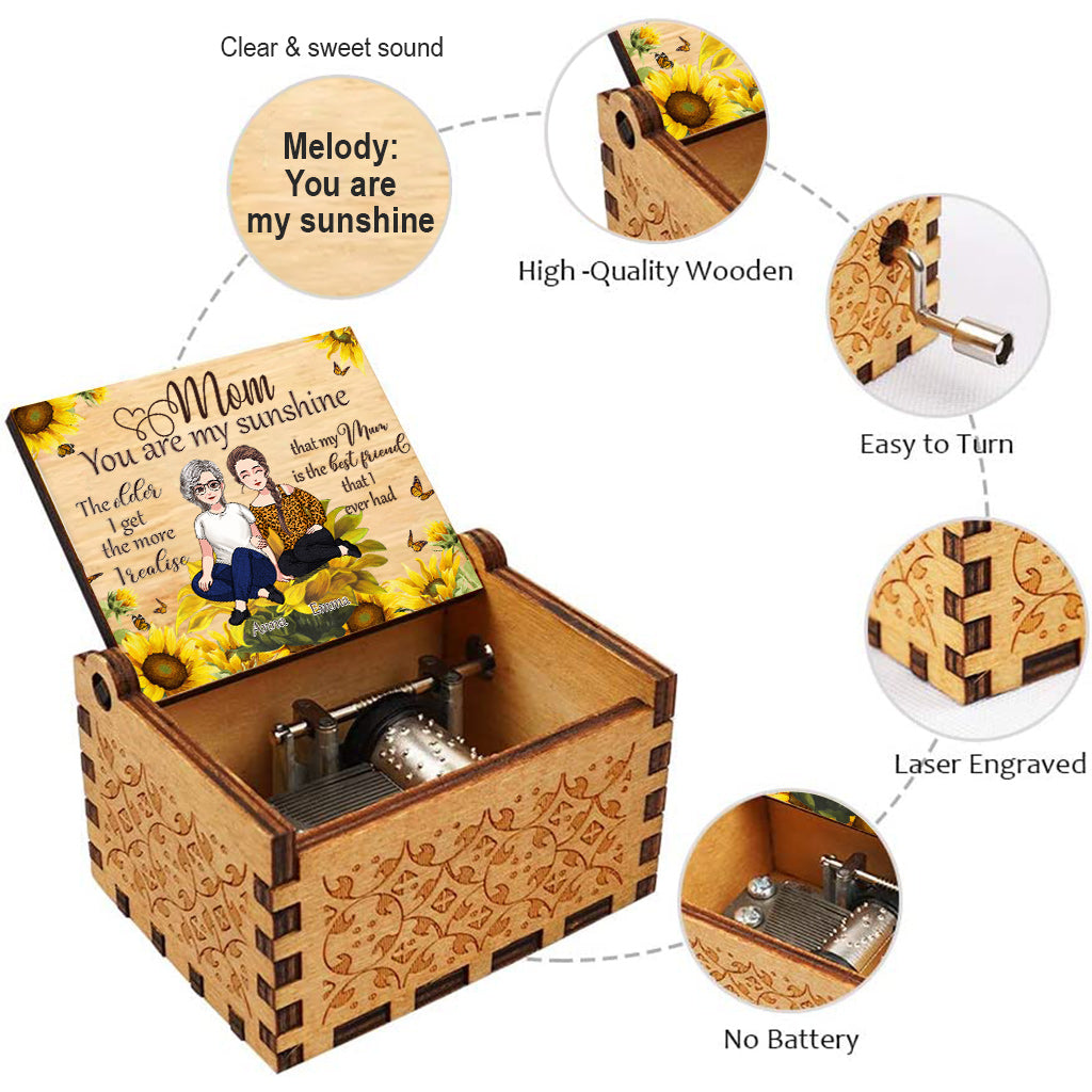 Plus je vieillis, plus je réalise de choses - Boîte à musique à manivelle personnalisée pour la fête des mères