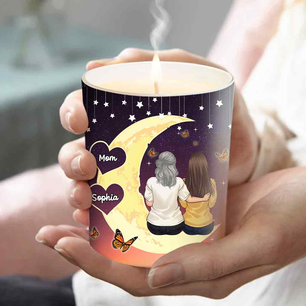 Bougie personnalisée Mère et Fille avec couvercle en bois
