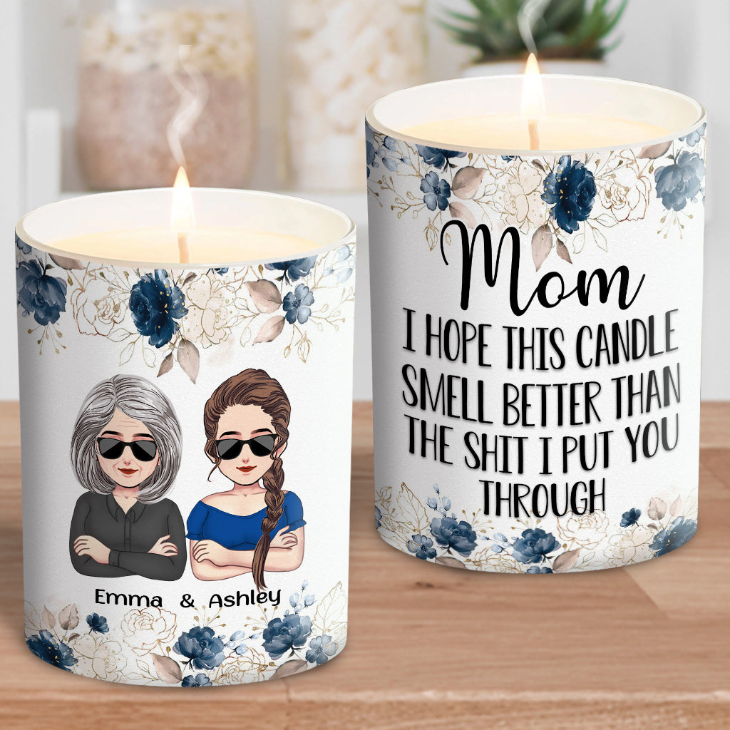 J'espère que cette bougie sentira meilleur - Bougie personnalisée pour la fête des mères avec couvercle en bois
