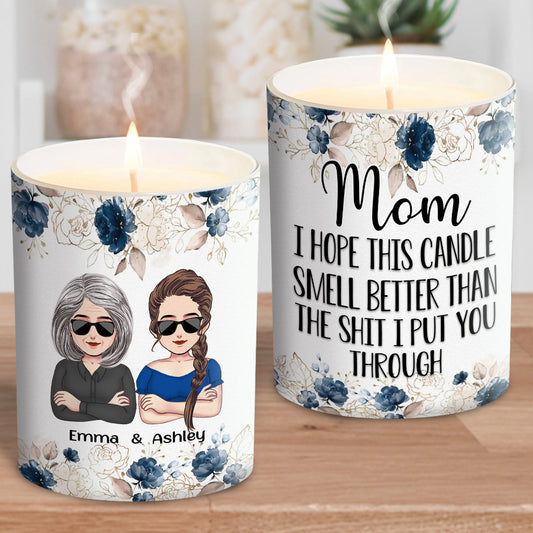 J'espère que cette bougie sentira meilleur - Bougie personnalisée pour la fête des mères avec couvercle en bois