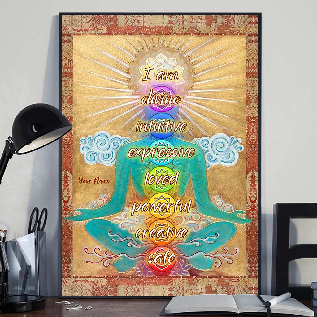 Je suis divine, intuitive et expressive - Affiche de yoga personnalisée