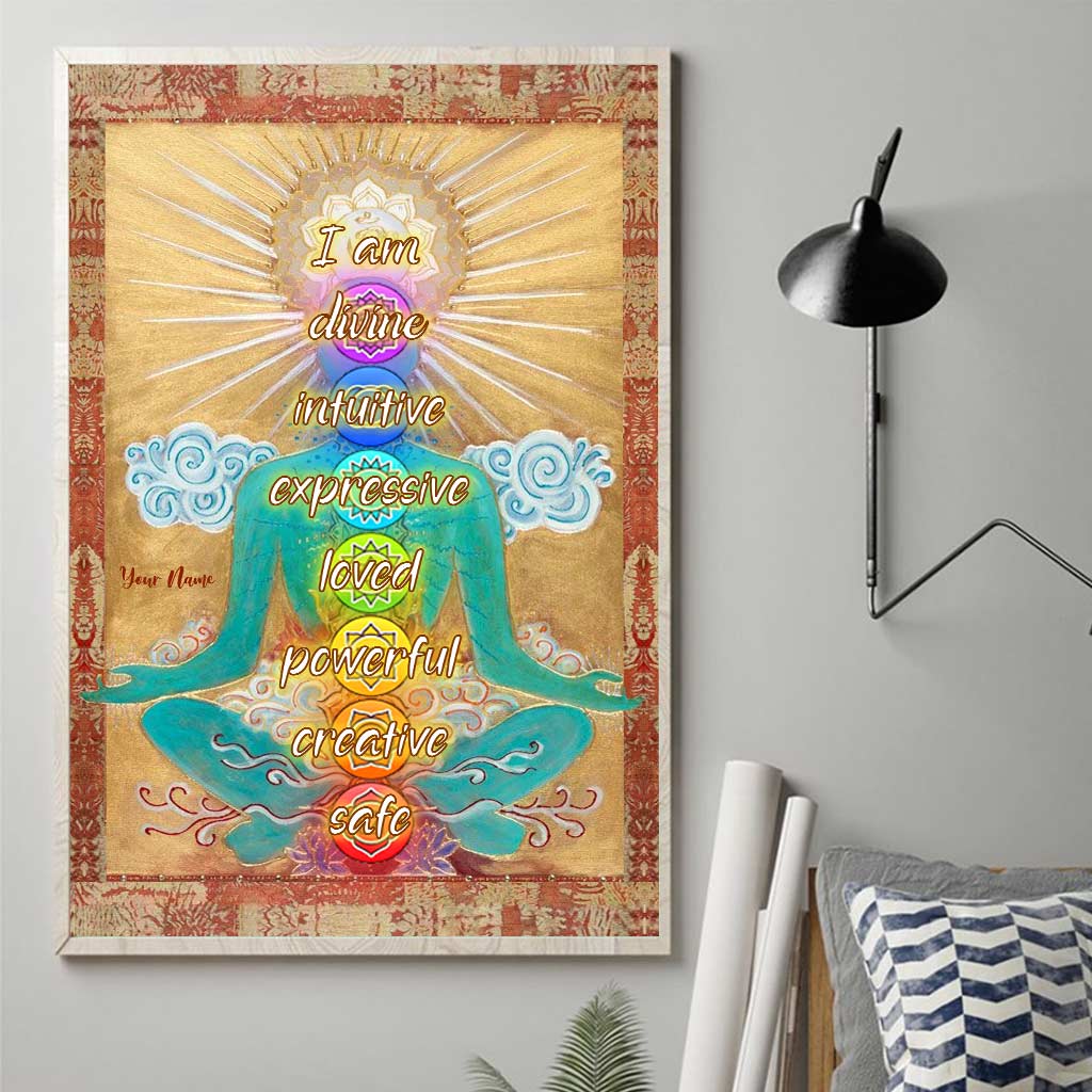 Je suis divine, intuitive et expressive - Affiche de yoga personnalisée