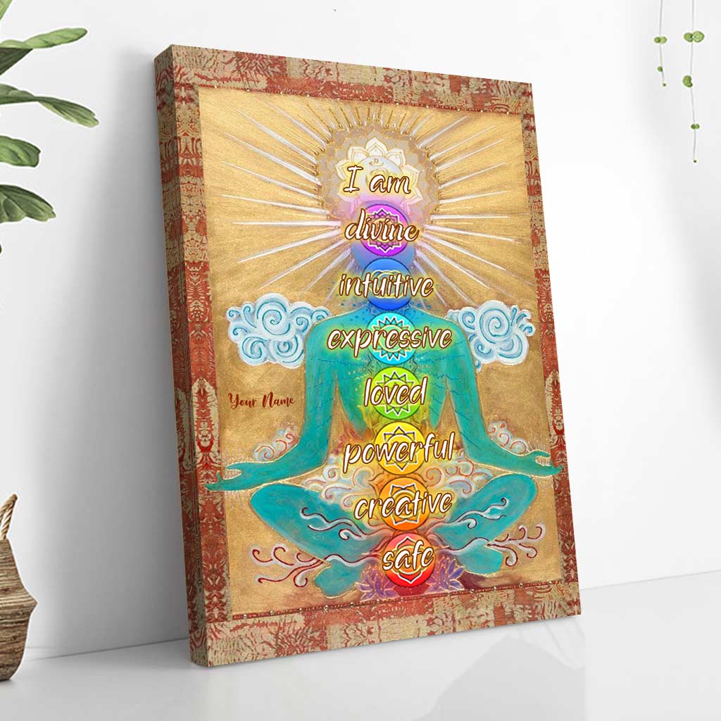 Je suis divine, intuitive et expressive - Affiche de yoga personnalisée