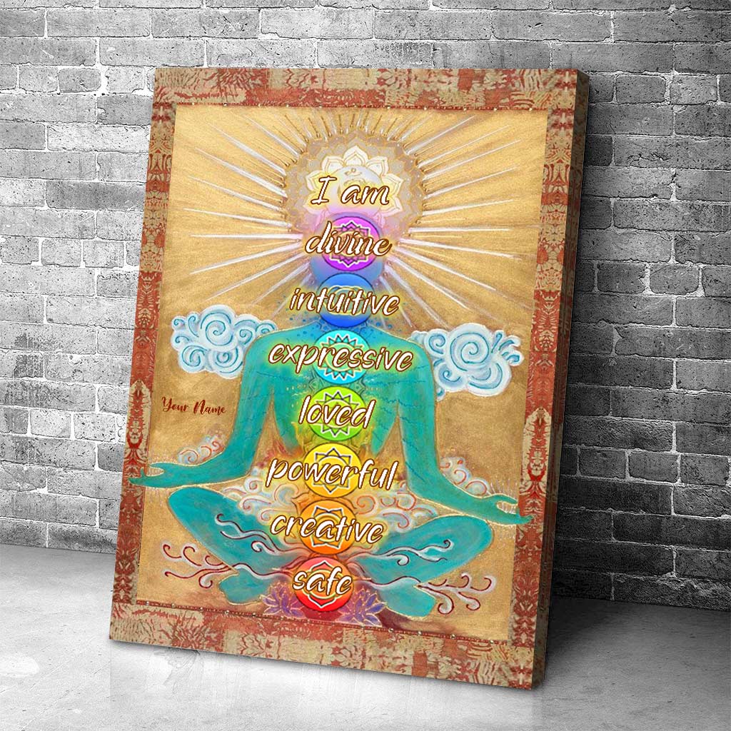 Je suis divine, intuitive et expressive - Affiche de yoga personnalisée