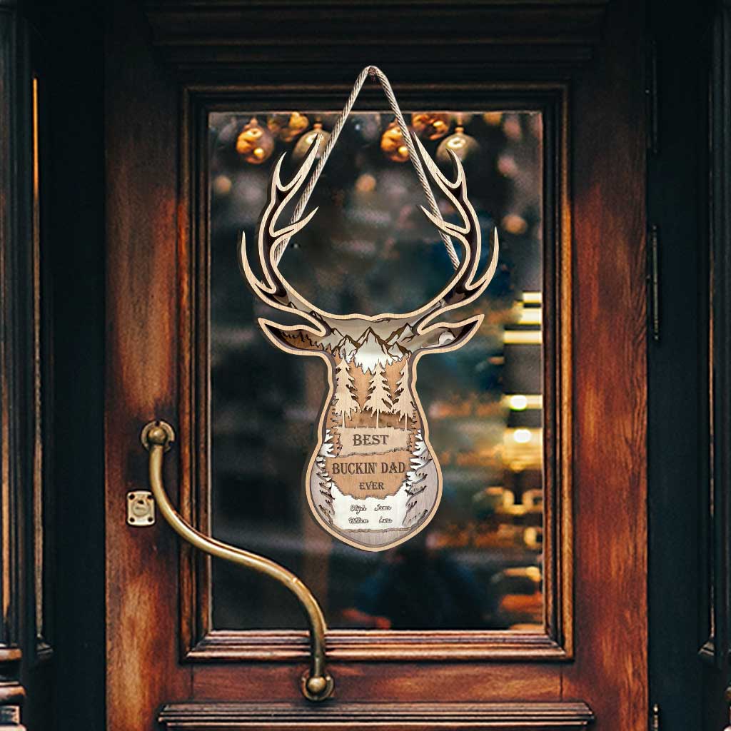 Meilleur papa chasseur du monde - Panneau en bois personnalisé pour la fête des pères